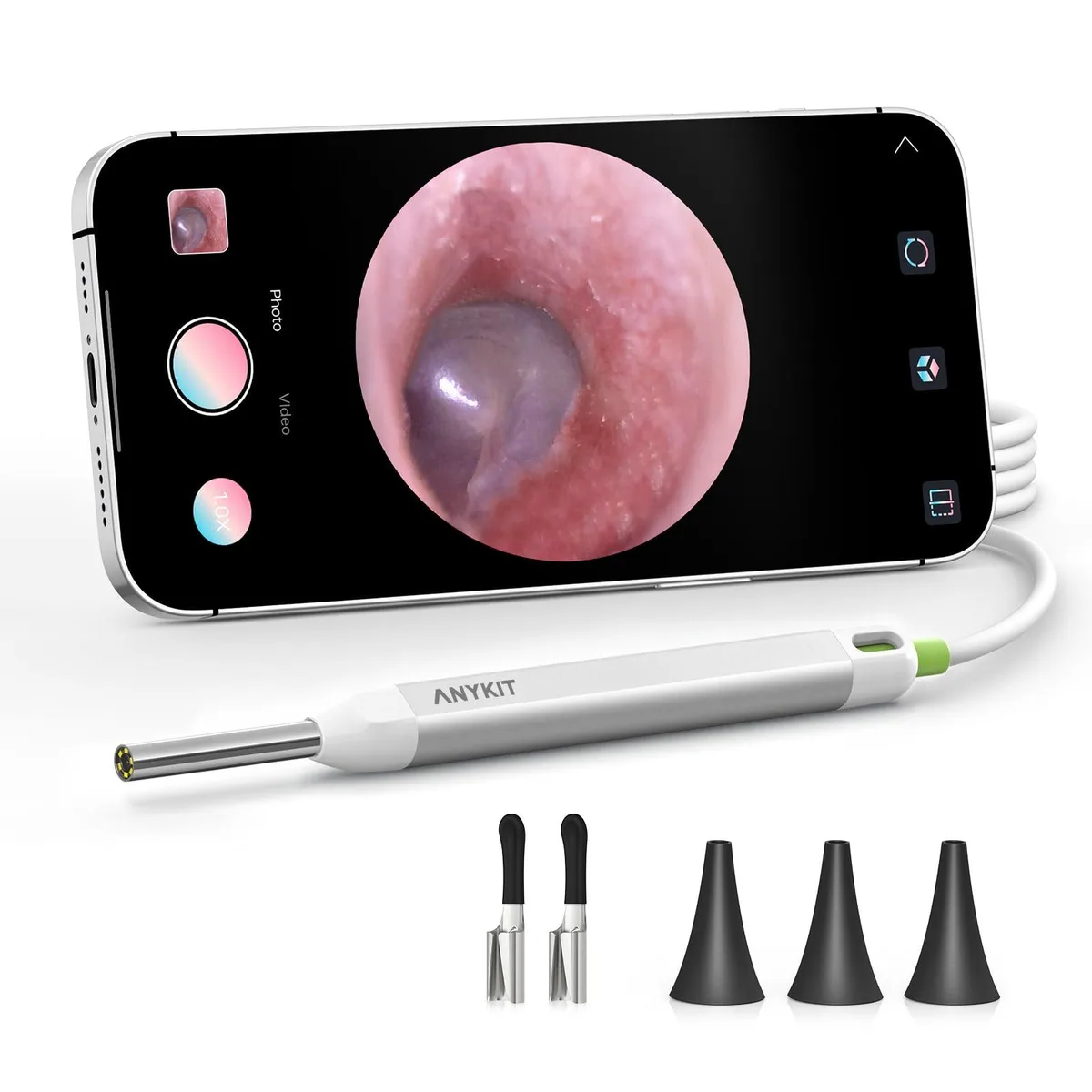 Airwheel Digital Otoscope Silver Anykit Android 8.0+ 0.15 inch lens 0.132 kg — product photo