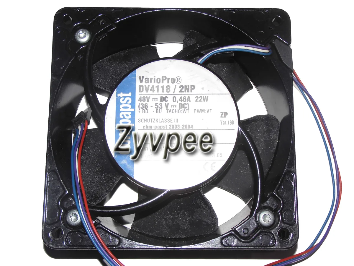 Zyvpee Zyvpee 12038 VarioPro DV4118/2NP 48V .46A 22W IP54 120x120x38mm case fan — product photo
