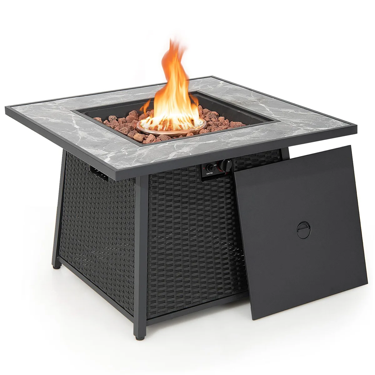 SlickBlue SlickBlue 35 Inch Propane Gas Fire Pit Table Wicker Rattan Black — product photo
