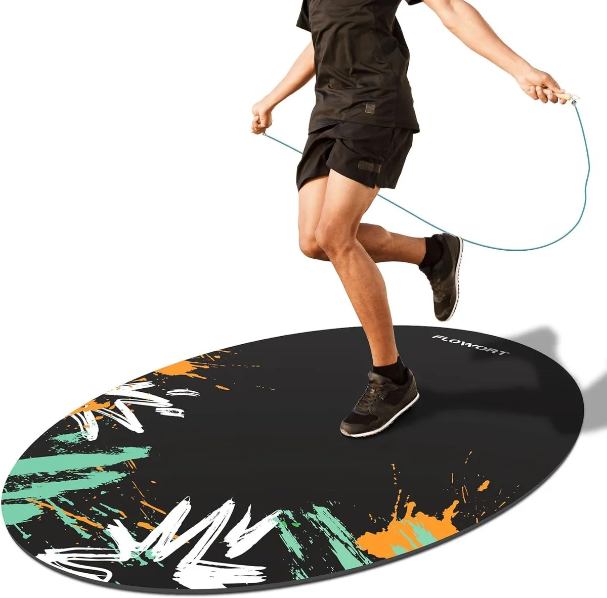 TAURKENAM TAURKENAM 48x36 inch oval rubber mat with jump rope and backpack — product photo