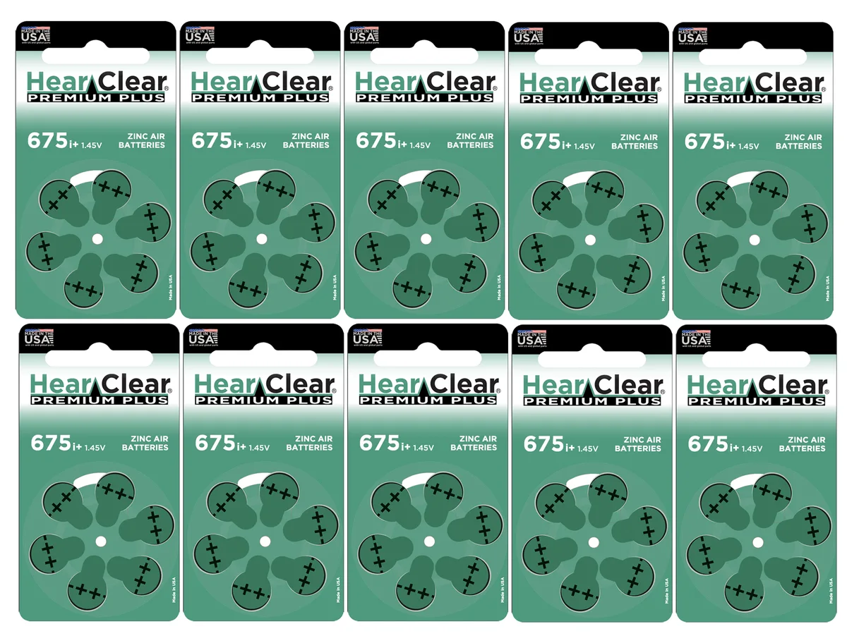 HearClear Battery HearClear Battery 675P Cochlear Implant Hearing Aid Batteries Green Tab 60 Pack — product photo