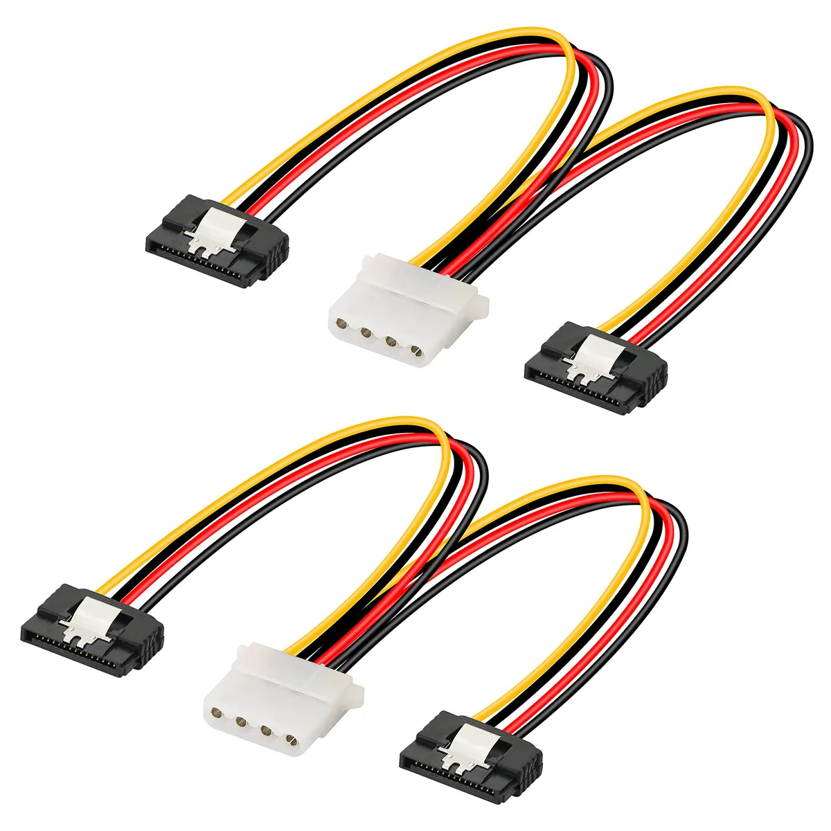 BUCIER BUCIER 4-pin LP4 to Dual 15-pin SATA Power Y Splitter 8in 18AWG 2-pack — product photo