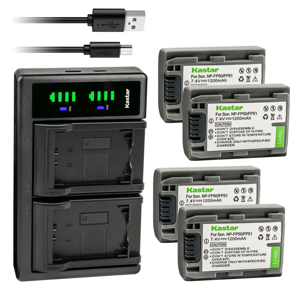 Kastar Kastar 4-Pack NP-FP50/51 Li-Ion Batteries + LTD2 USB Dual Charger — product photo