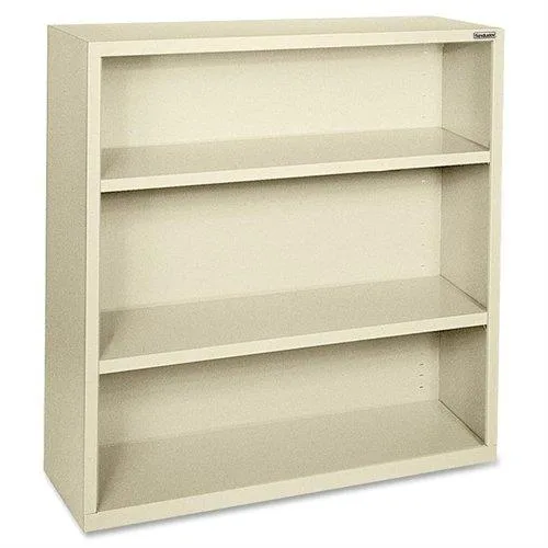 Lorell Lorell 41284 Steel Bookcase 3-Shelf 42"H 34.5"W 13"D Putty office furniture — product photo