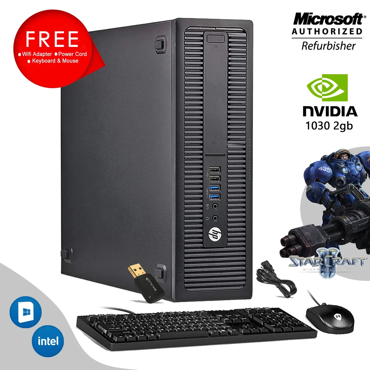 HP HP ProDesk 600 G1 SFF i5-4570 3.2GHz 16GB DDR3 512GB SSD GT 1030 2GB Win 10 Home desktop PC — product photo