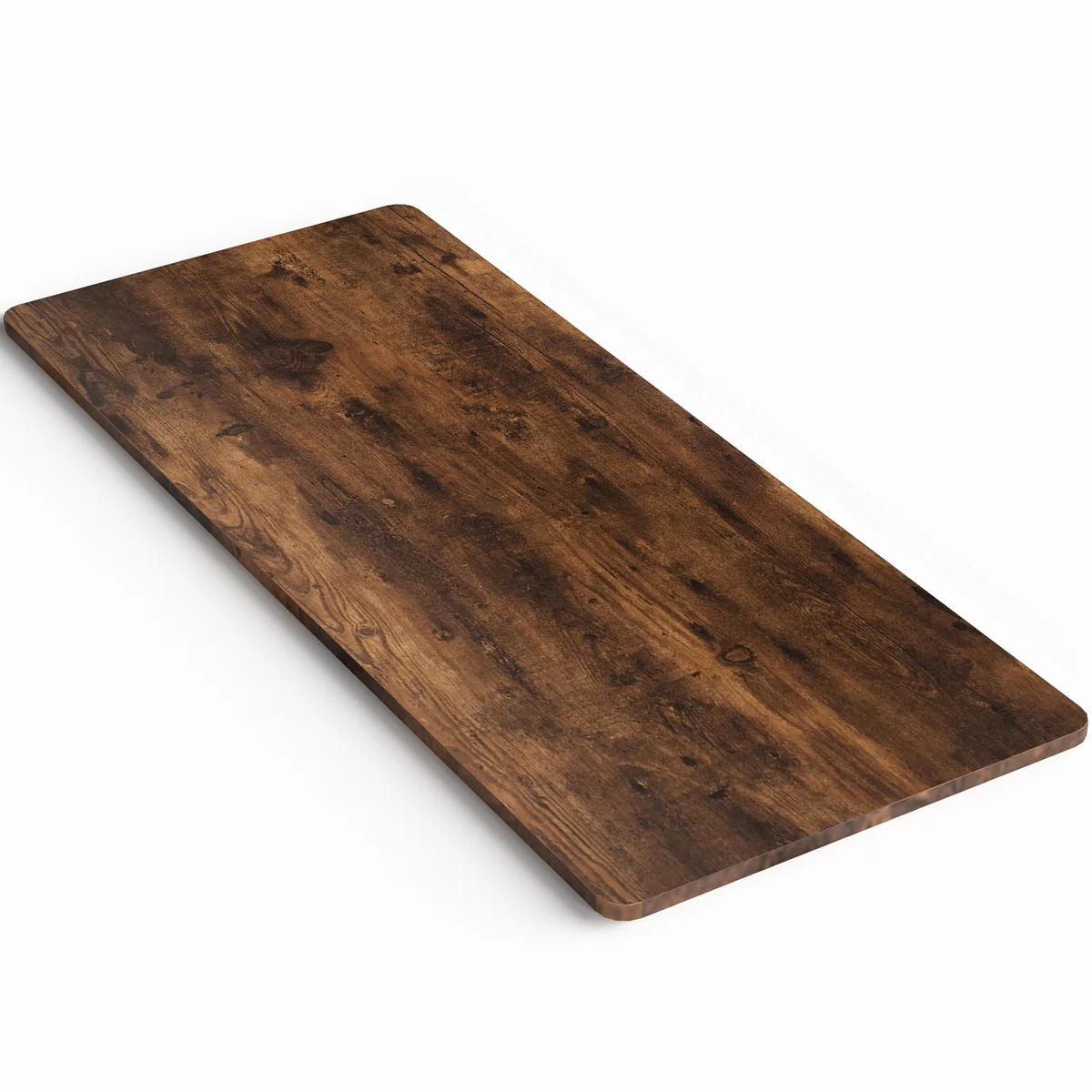 Rectangular vintage brown desktop, 71 by 30 inches, smooth one-piece surface