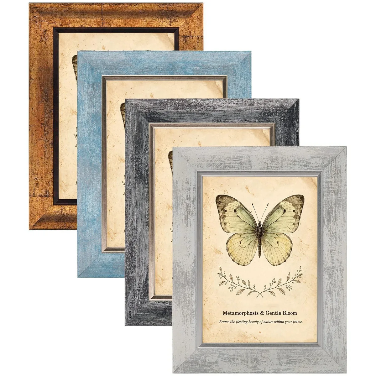 XUANLUO 5x7 Rustic Retro Photo Frame Set of 4 Mix Color 13 in — product photo