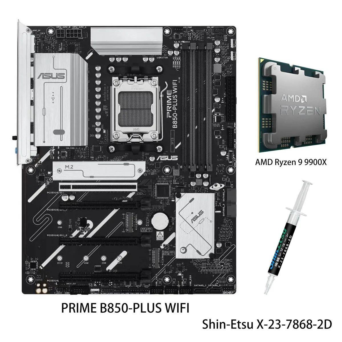 ASUS ASUS PRIME B850-PLUS WIFI &amp; Ryzen 9 9900X AMD motherboard combo — product photo