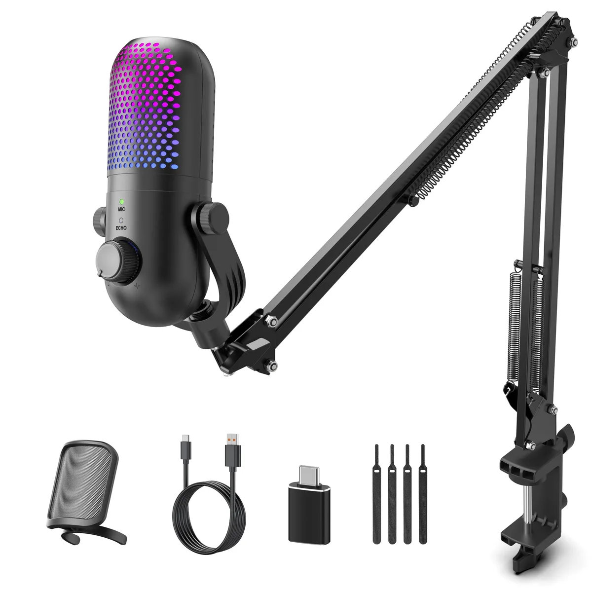 GUEVWES ZTD39T USB condenser microphone with boom arm — product photo