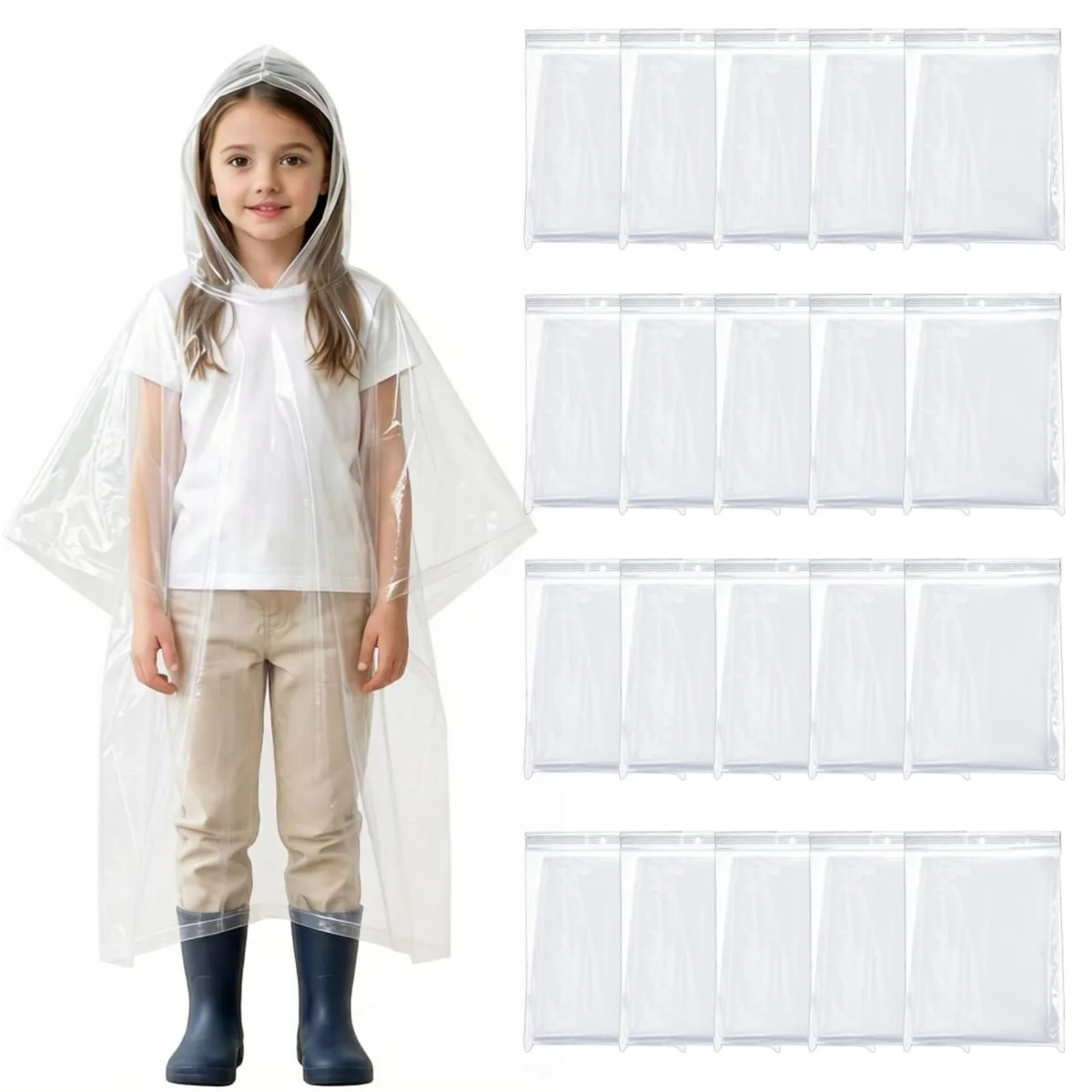  Cididu Rain Ponchos 20 Pack Clear Children's Outerwear — product photo