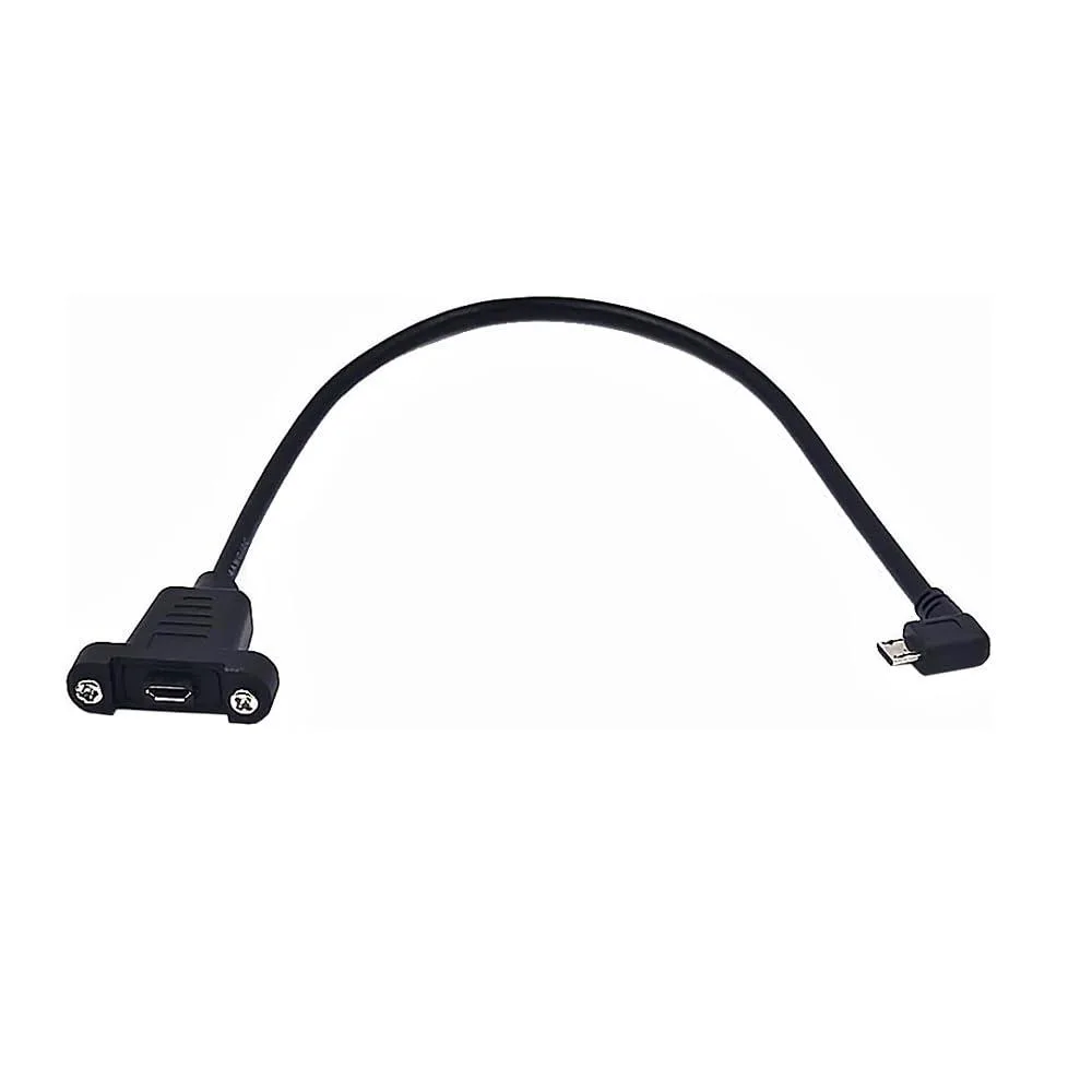 BUCIER BUCIER 0.3 m Micro USB 5-Pin Right-Angle Male-to-Female Extension Cable with Screw Lock — product photo