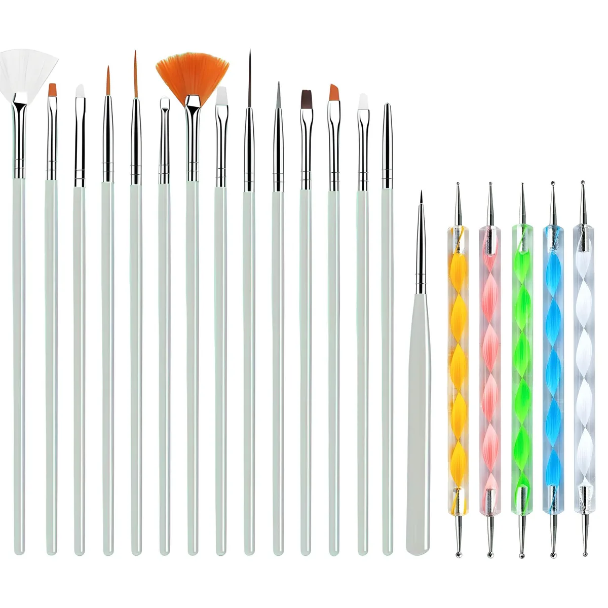 JacobsParts Inc. JacobsParts 20-Piece Nail Art Brushes Set (White) — product photo