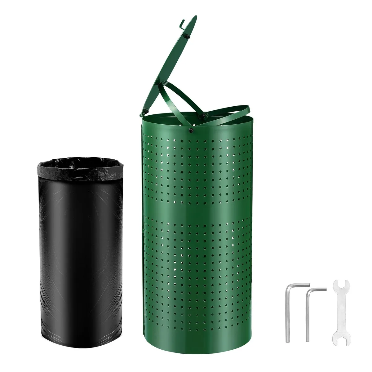 VEVOR VEVOR HBD008-4 Green Galvanized Steel Dog Waste Bin 11.5 Gallons 50 Liner Bags — product photo