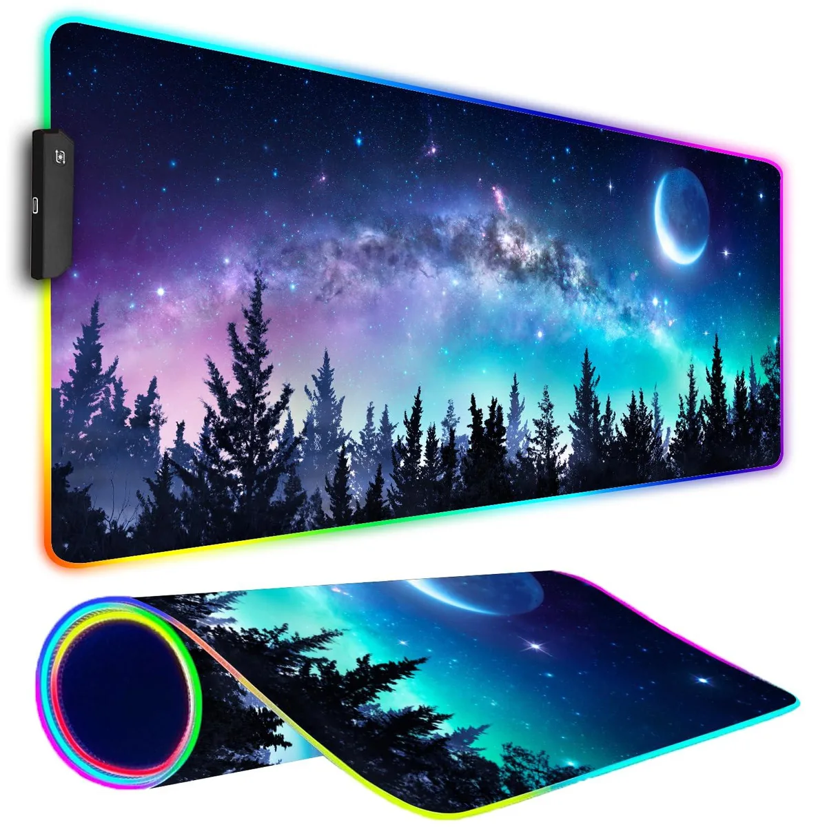 KEHIPI KEHIPI Mouse Pad 31.5 x 11.8 in Moon Starry Sky 12 Lighting Modes — product photo