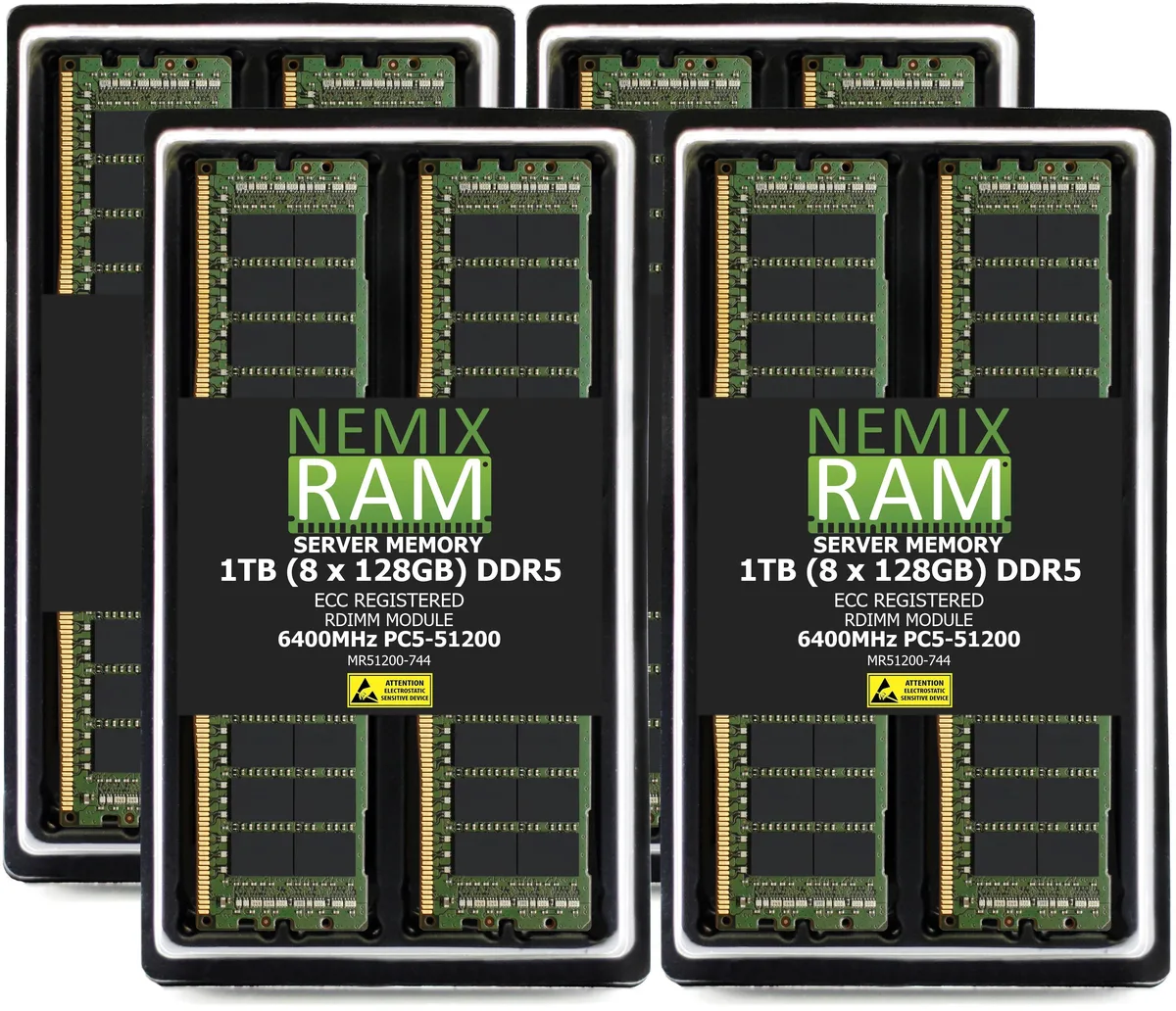 NEMIX RAM NEMIX RAM 1TB 8x128GB DDR5 6400MHz CL52 1.1V 4Rx4 ECC RDIMM 288-Pin memory upgrade — product photo