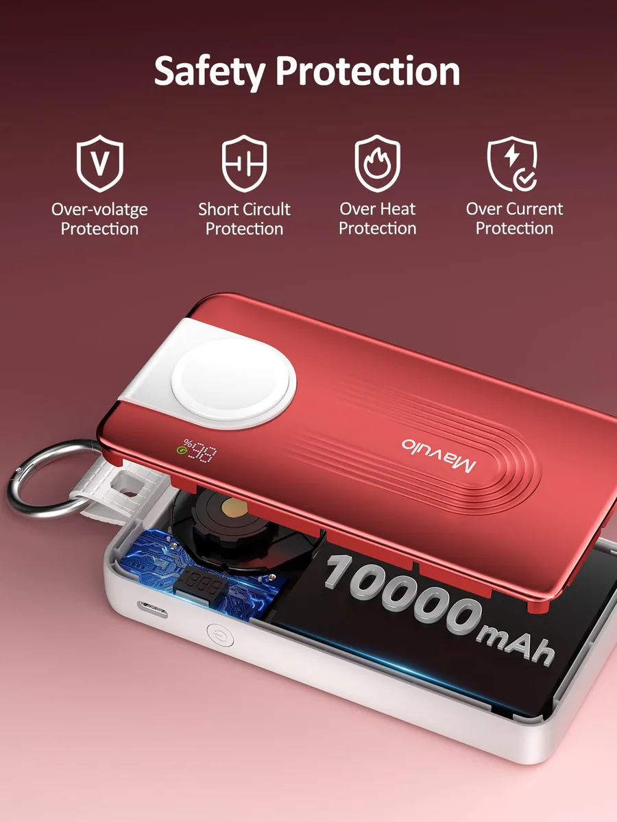 Redpepper Redpepper 10000mAh Power Bank Retractable Cable Red — product photo
