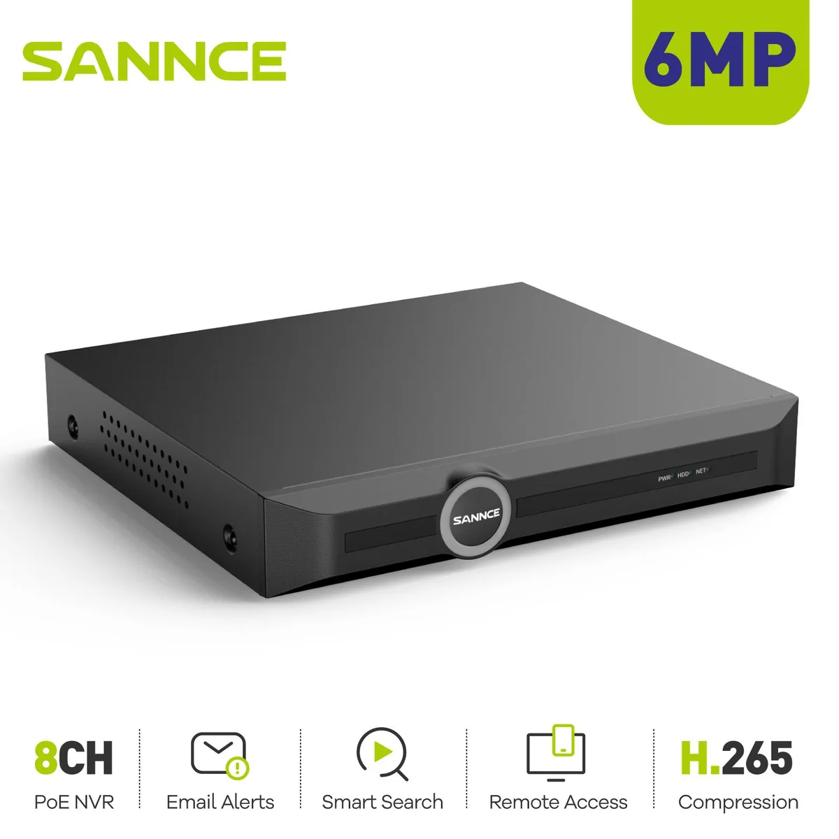 SANNCE SANNCE PoE H.265+ NVR 8 Channel 6MP Video Recorder — product photo