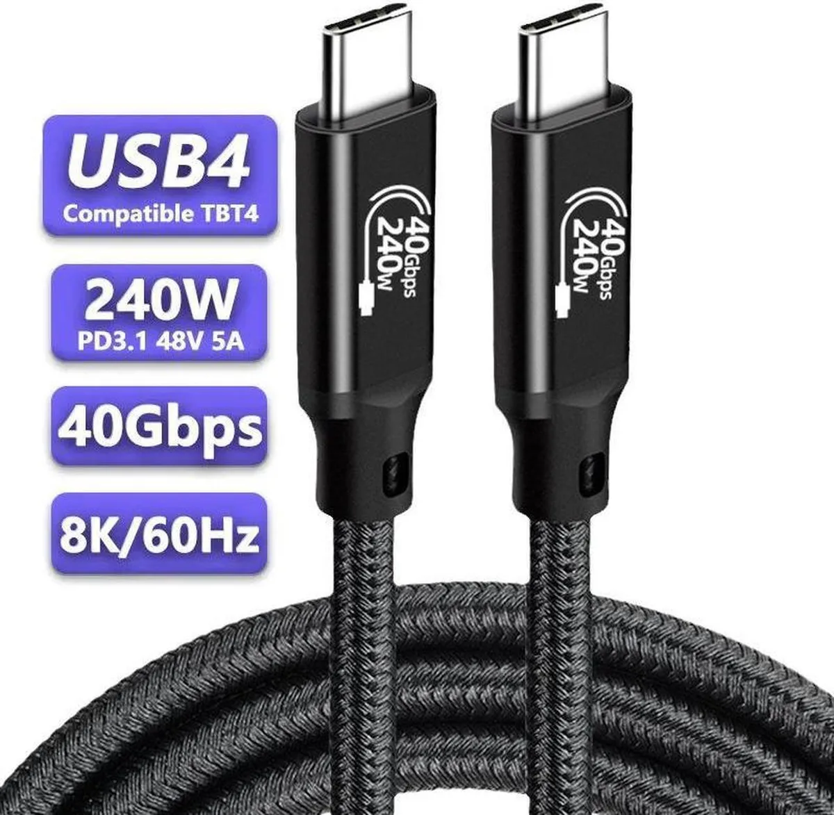 SMUGDESK SMUGDESK USB4 Cable 1.6ft 40Gbps 240W 8K Braided — product photo
