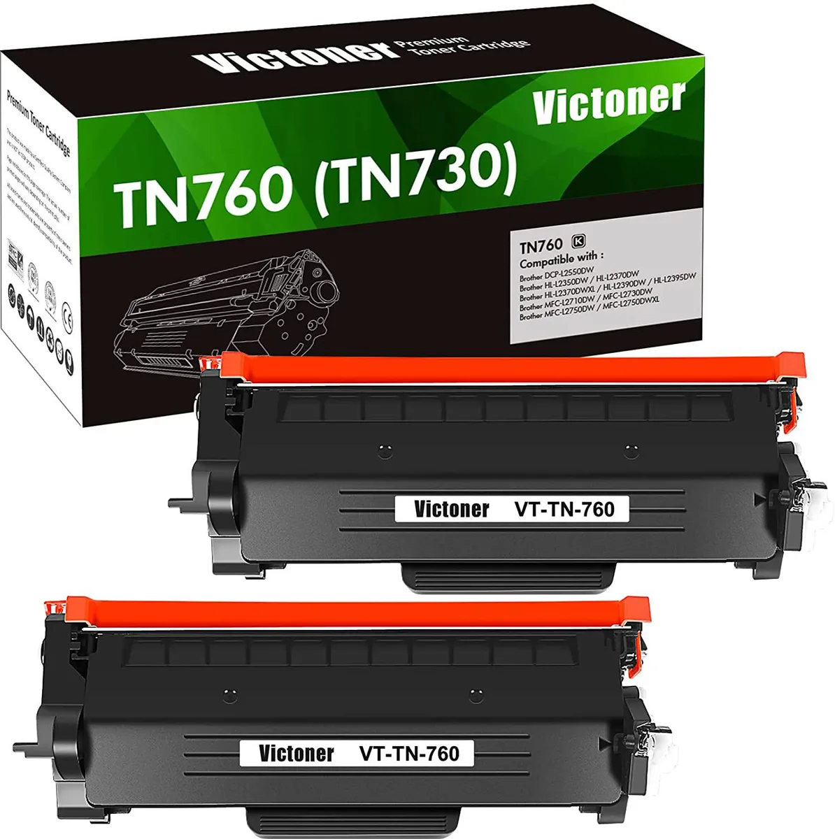 NuoTo NuoTo Compatible Toner Cartridge Replacement for Brother TN760 TN730 High Yield 2 Pack — product photo