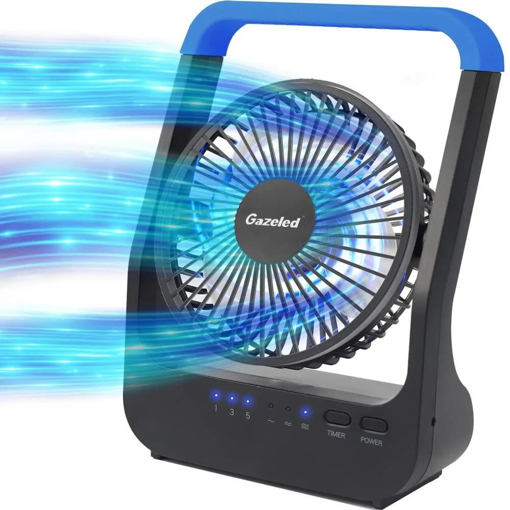  Gazeled F24 5'' Outdoor Fan 3 Speed 180° Timer D-Cell USB 50dB 214h — product photo