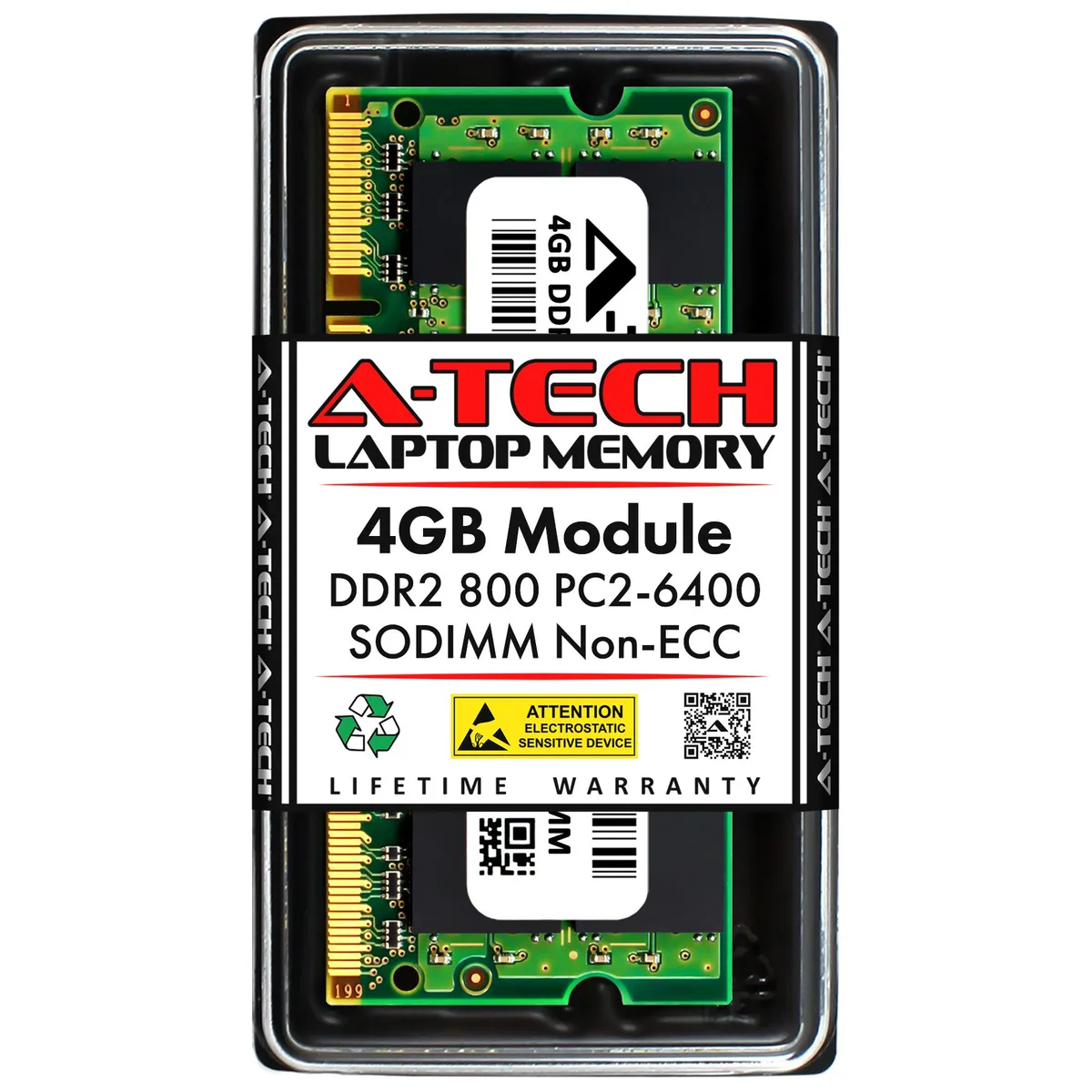 A-Tech A-Tech 4GB DDR2 800MHz SODIMM PC2-6400 CL6 1.8V 200-Pin Laptop RAM — product photo