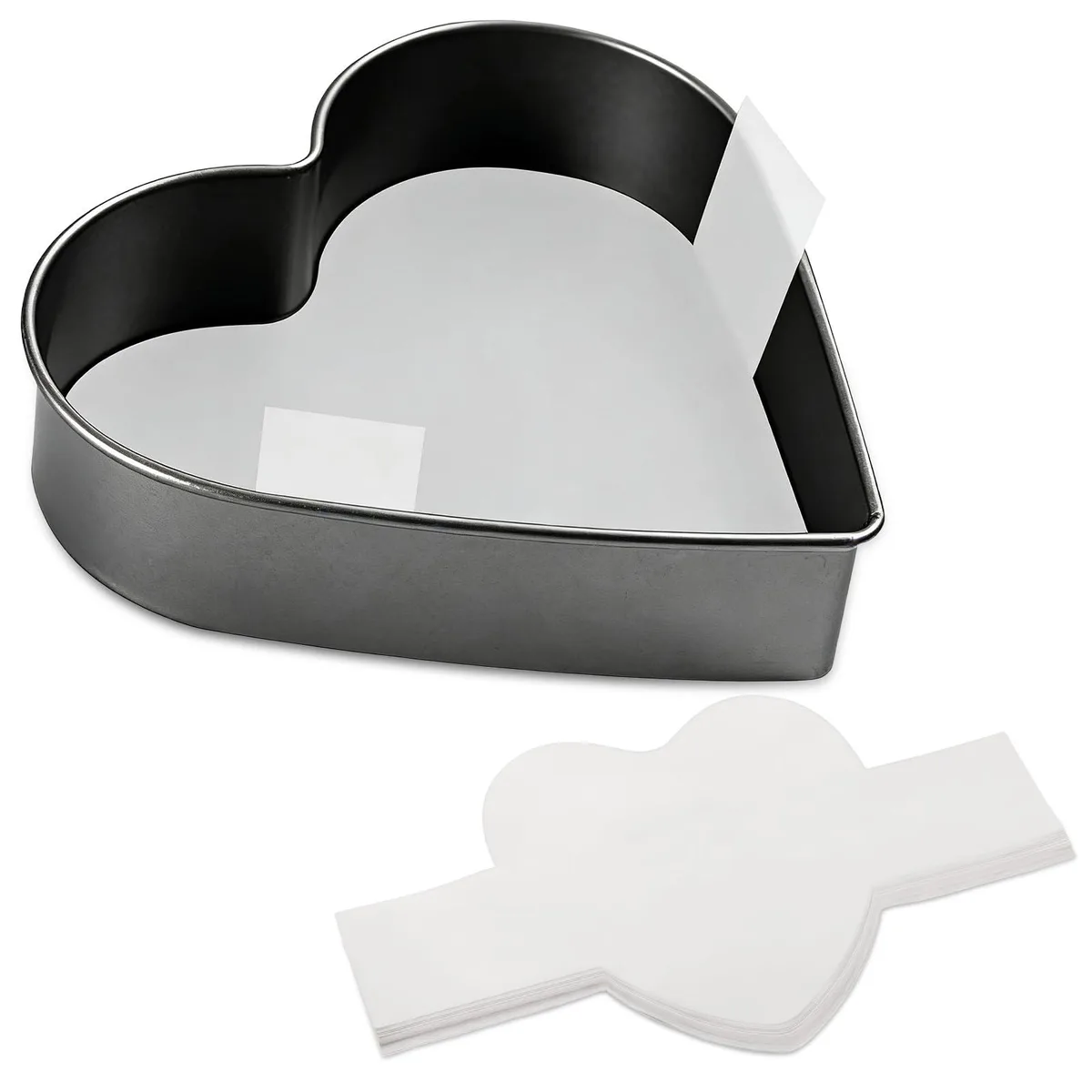 White heart-shaped parchment sheets with lift tabs, 60 pieces