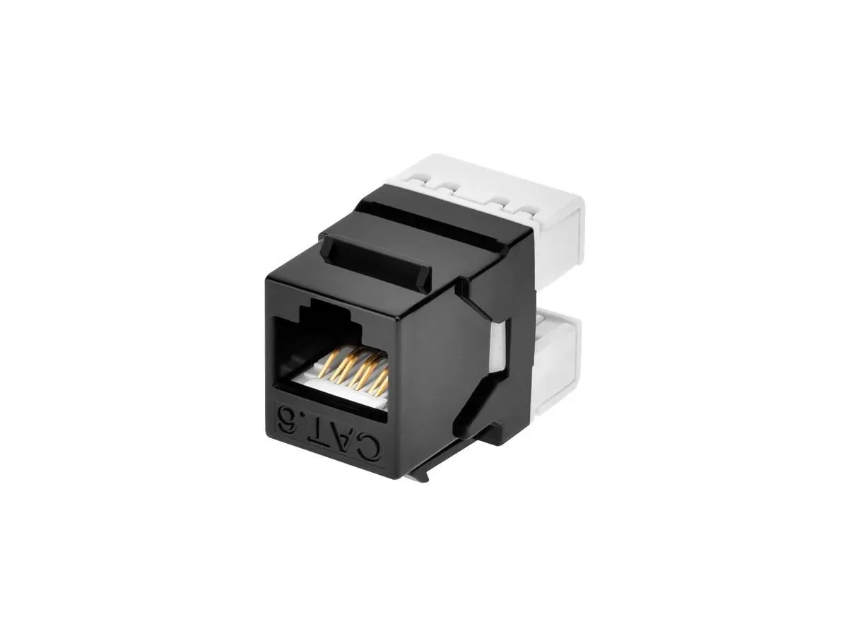 Monoprice Inc. Monoprice 127548 Cat6 RJ-45 180-Degree Punch Down Keystone Dual IDC Black — product photo