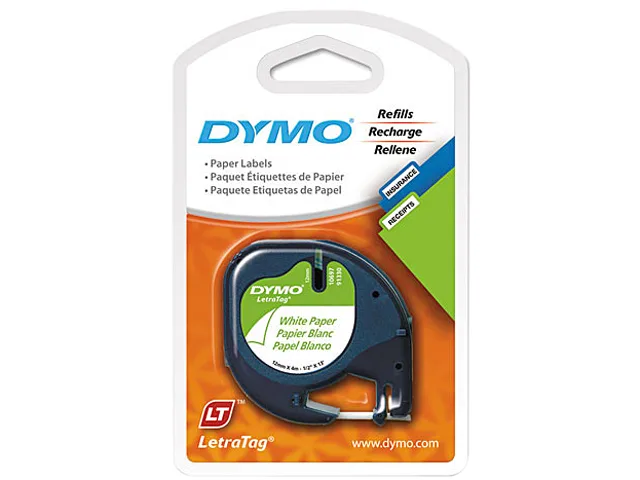 DYMO DYMO 10697 Paper Tape .50" x 13 ft 2 Pack White pos accessory — product photo