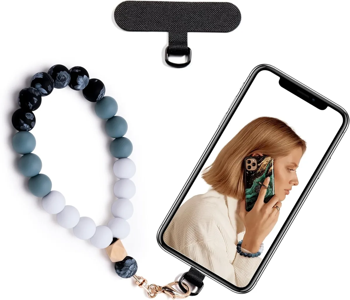 MCHOSE MCHOSE Silicone Beaded Phone Wrist Strap (Black) — product photo