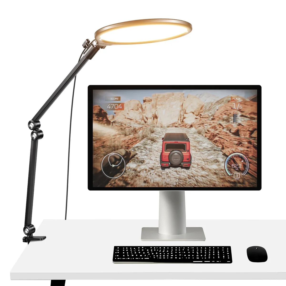Neewer R10 10.5" 15W Bi-Color LED Ring Light 3000-6500K 168 LEDs 27.6" Arm Desk Clamp Timer USB — product photo