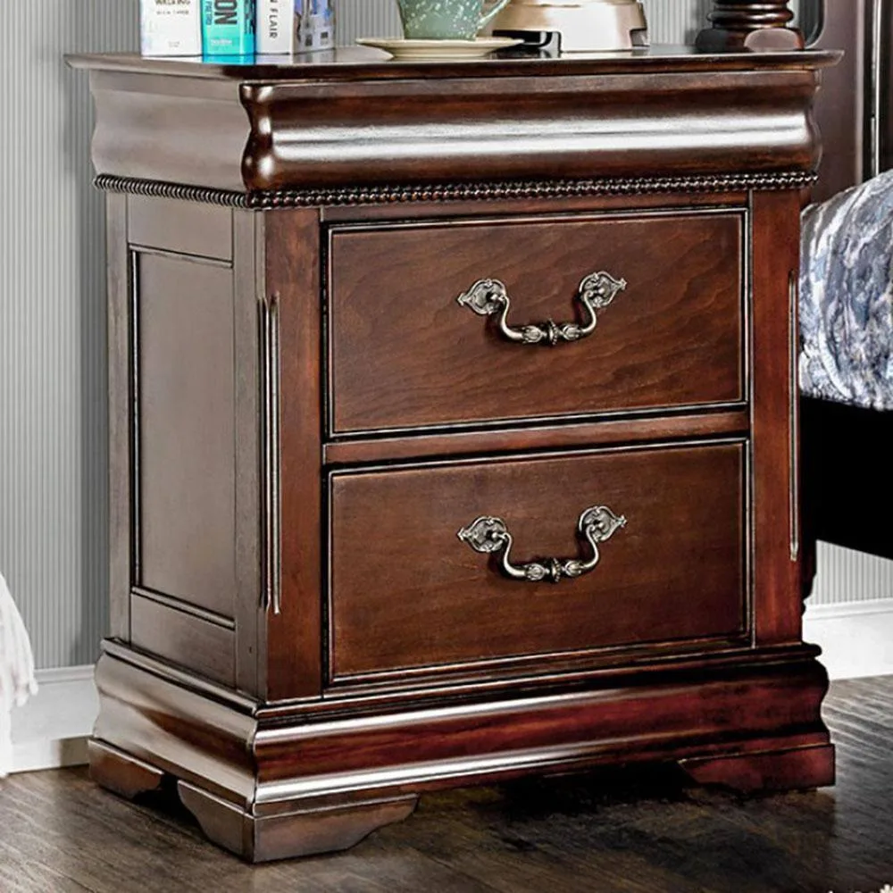 tuphen tuphen Traditional Cherry Nightstand 26"W 15"D 28"H 2-Drawer Hidden Top Drawer — product photo