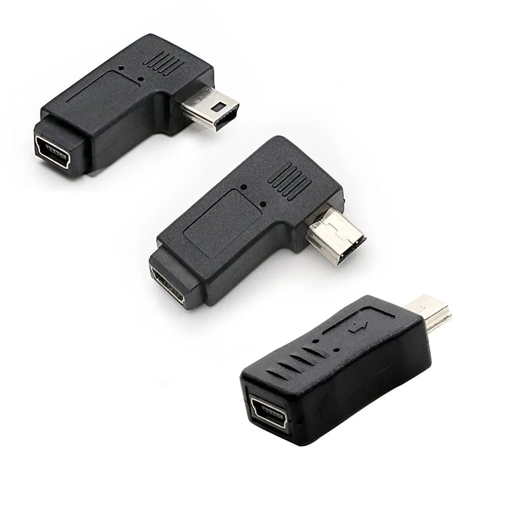 BUCIER BUCIER 3 Pack 90 & 180 Degree Mini USB 5 Pin Male-Female Adapter — product photo