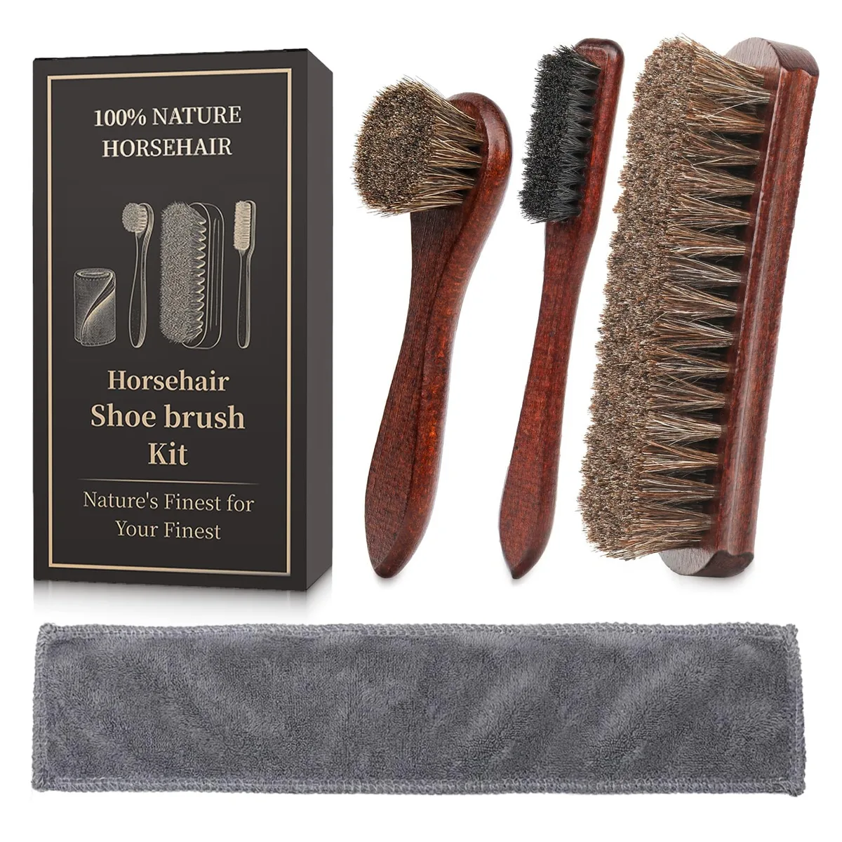  PETSPRIT 4-Piece Horse Hair Shoe Brush Set Yellow — product photo