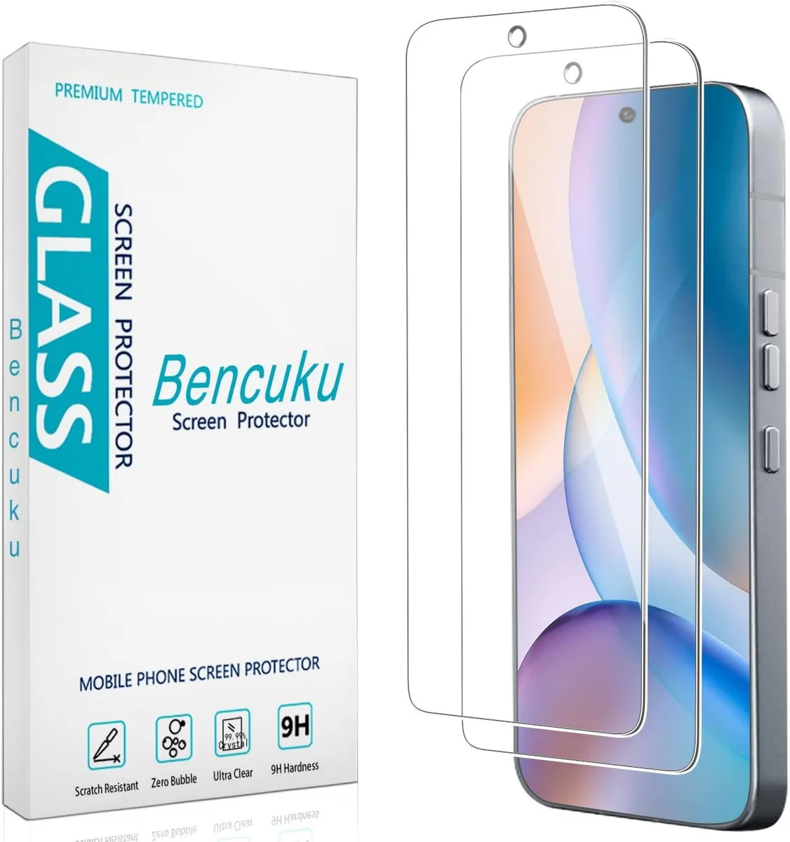 Two clear tempered glass screen protectors with rounded edges for Nothing Phone 4a/4a Pro