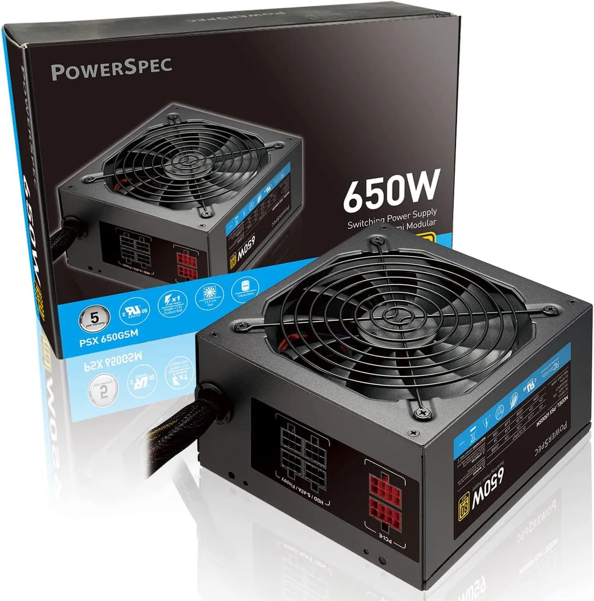 myVolts myVolts 650W 80 Plus Gold Semi-Modular ATX Power Supply — product photo