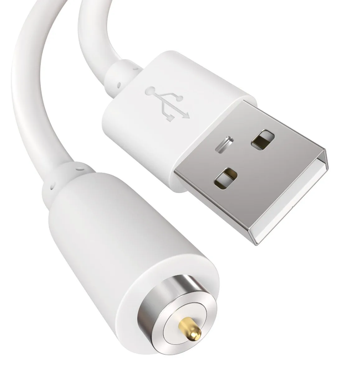 A 2.7ft USB-A to magnetic single-pin cable, 82cm long, black PVC jacket