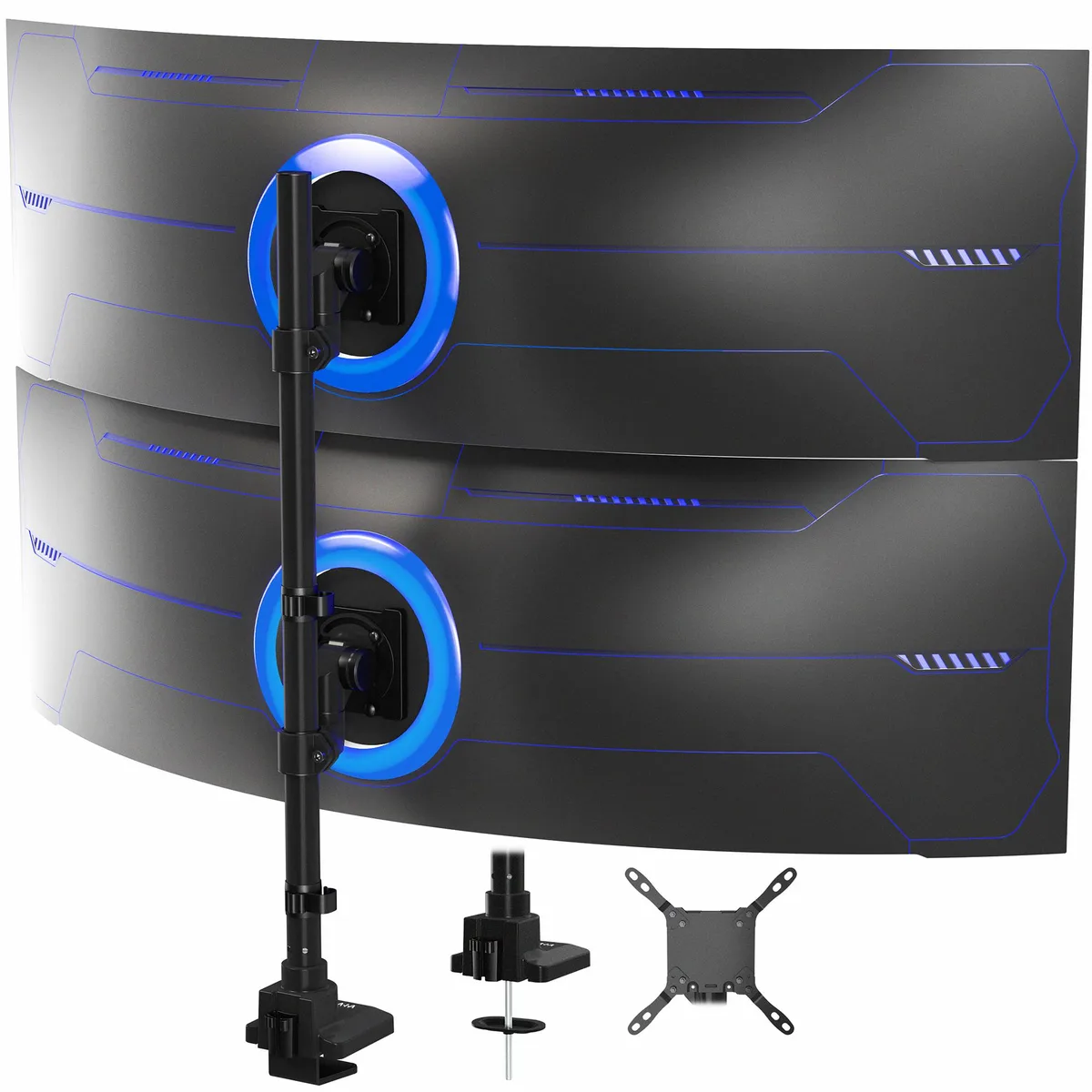 VIVO VIVO STAND-V257R Dual Vertically Stacked Ultra-Wide Monitor Desk Mount for up to 57" Screens — product photo