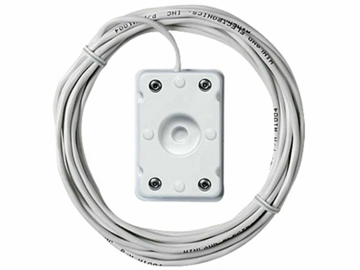 White plastic water sensor probe with attached cable