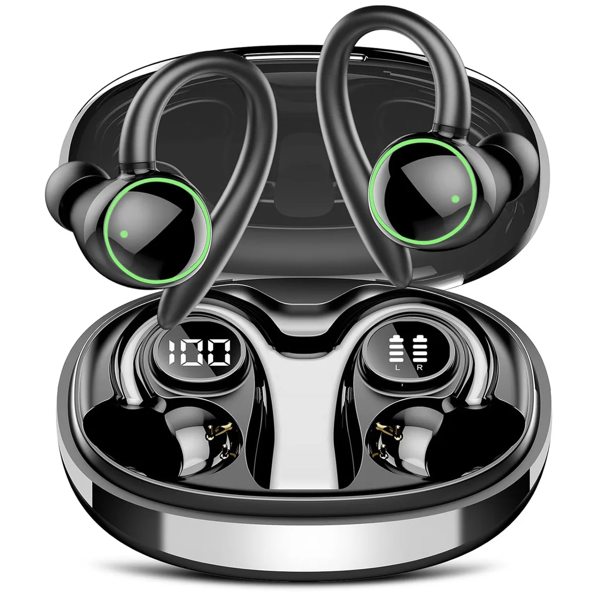  PEFUPEW C602 Bluetooth 5.4 Over-Ear Earbuds Black — product photo