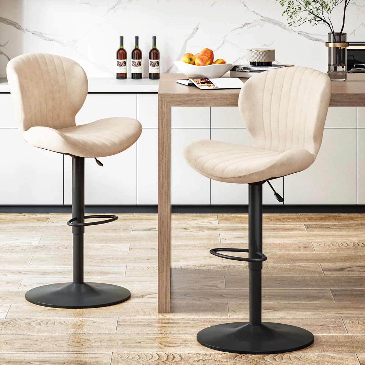Vitesse Vitesse Adjustable Barstool Set of 2 Beige — product photo