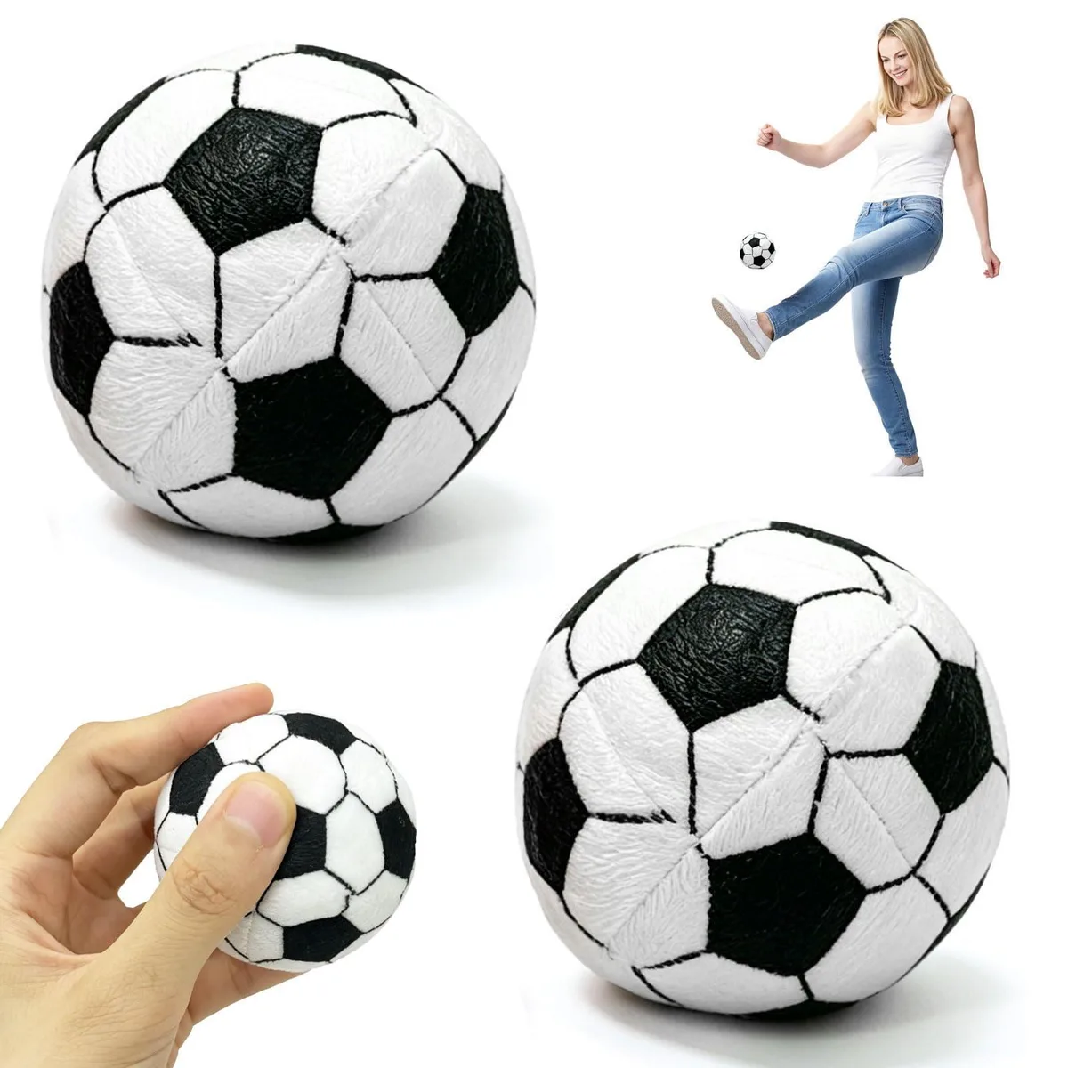 2 Pack Soccer Footbag Ball Soft Plush Kick Bag Toy White — product photo