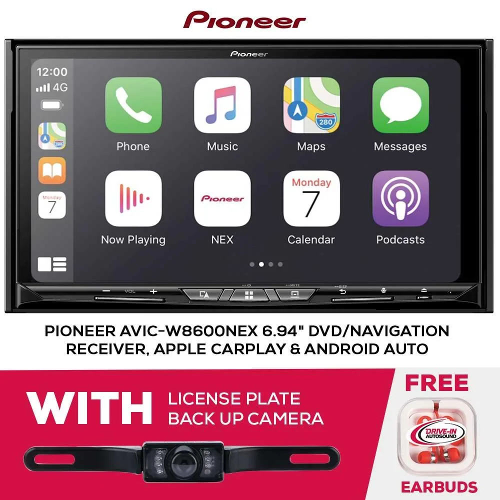 Pioneer Pioneer AVIC-W8600NEX 7.0" 2-DIN receiver with license plate camera — product photo