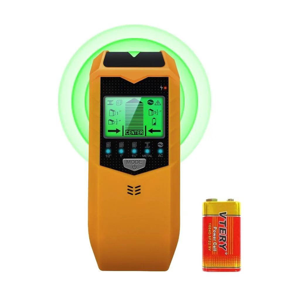 Handheld stud finder with LCD screen and ergonomic grip