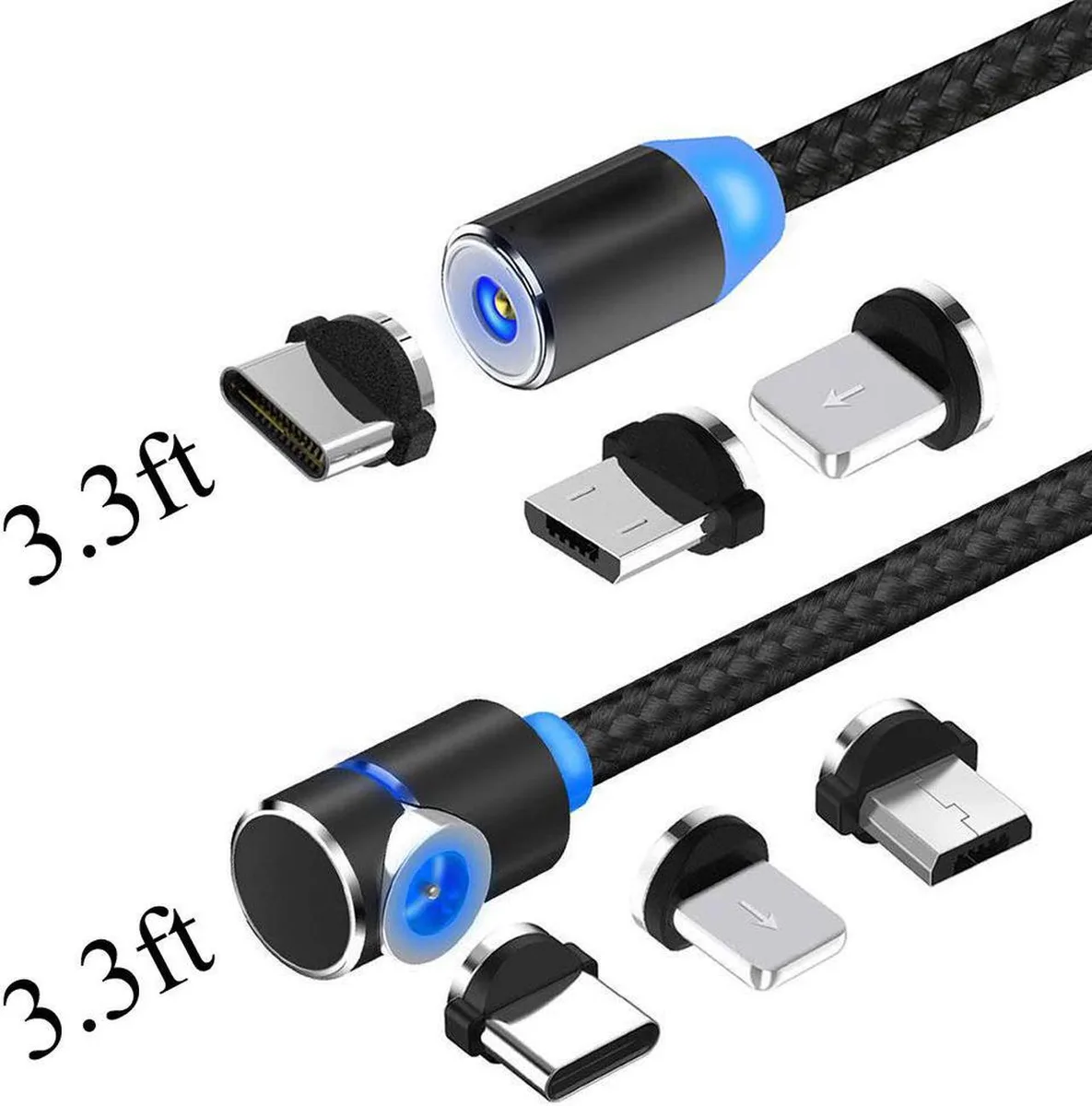Aomoproing Aomoproing Magnetic USB C Cable 2-Pack 3.3ft Black 2.4A — product photo