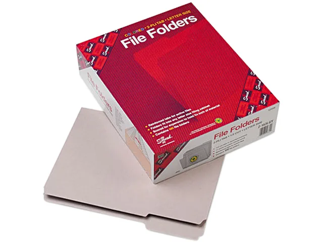 Smead Smead 12334 File Folder Letter 1/3 Cut Reinforced Tab Gray 11-pt Stock 100/Box — product photo