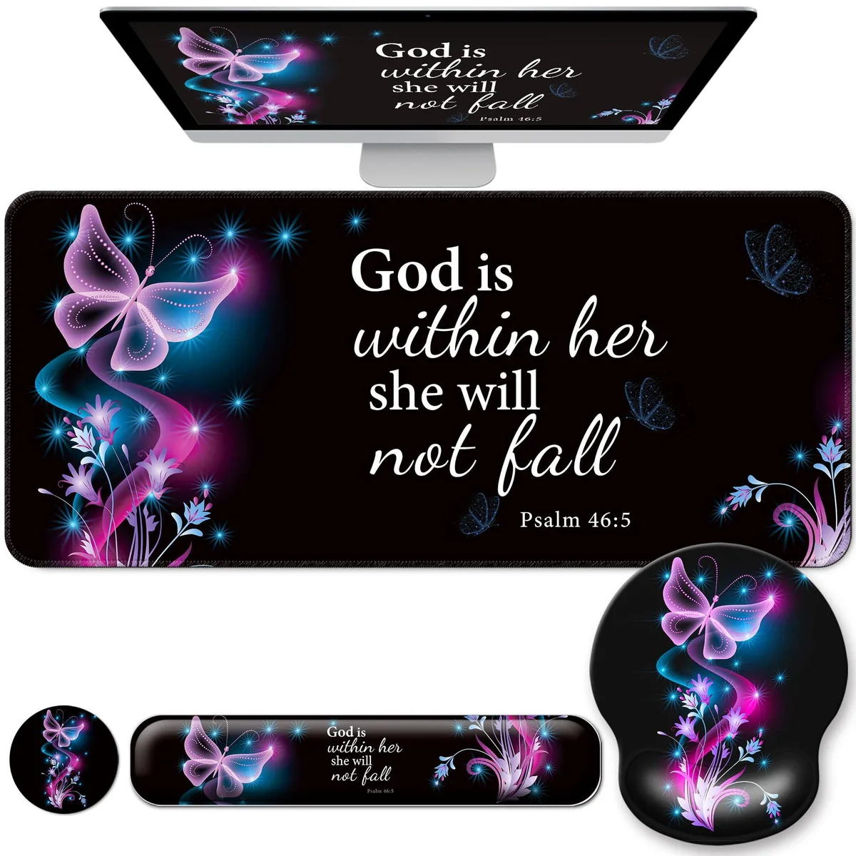  VINEBURY VB2410 4-in-1 Desk Mat Set E1-Purple Butterflies — product photo