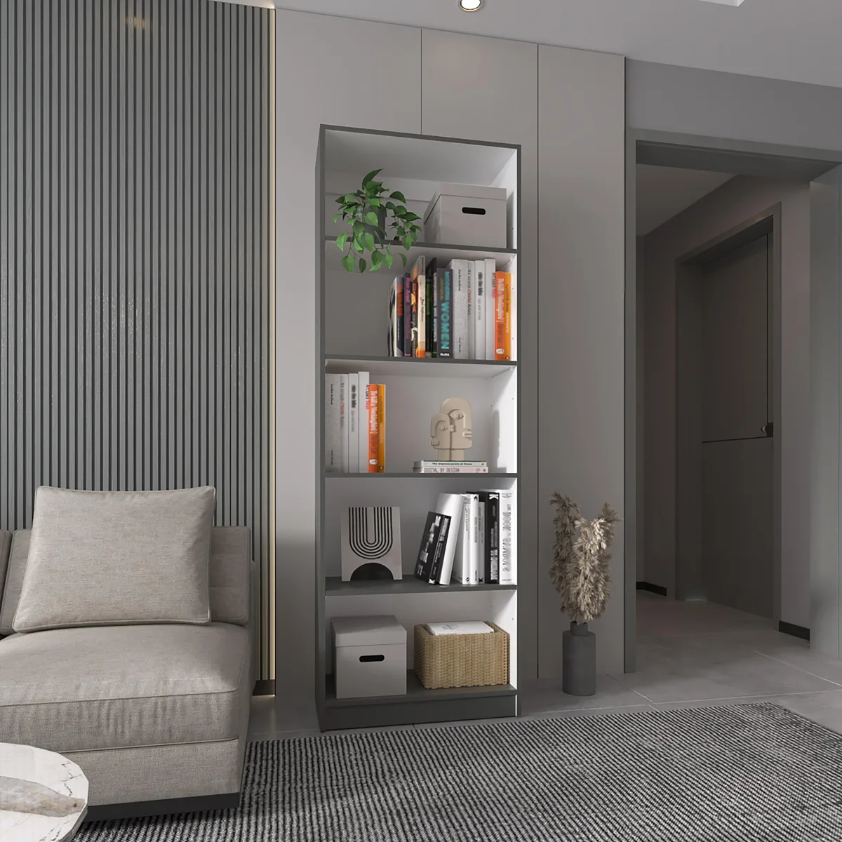 tuphen tuphen Faux Concrete &amp; Silver Finish Bookshelf — product photo