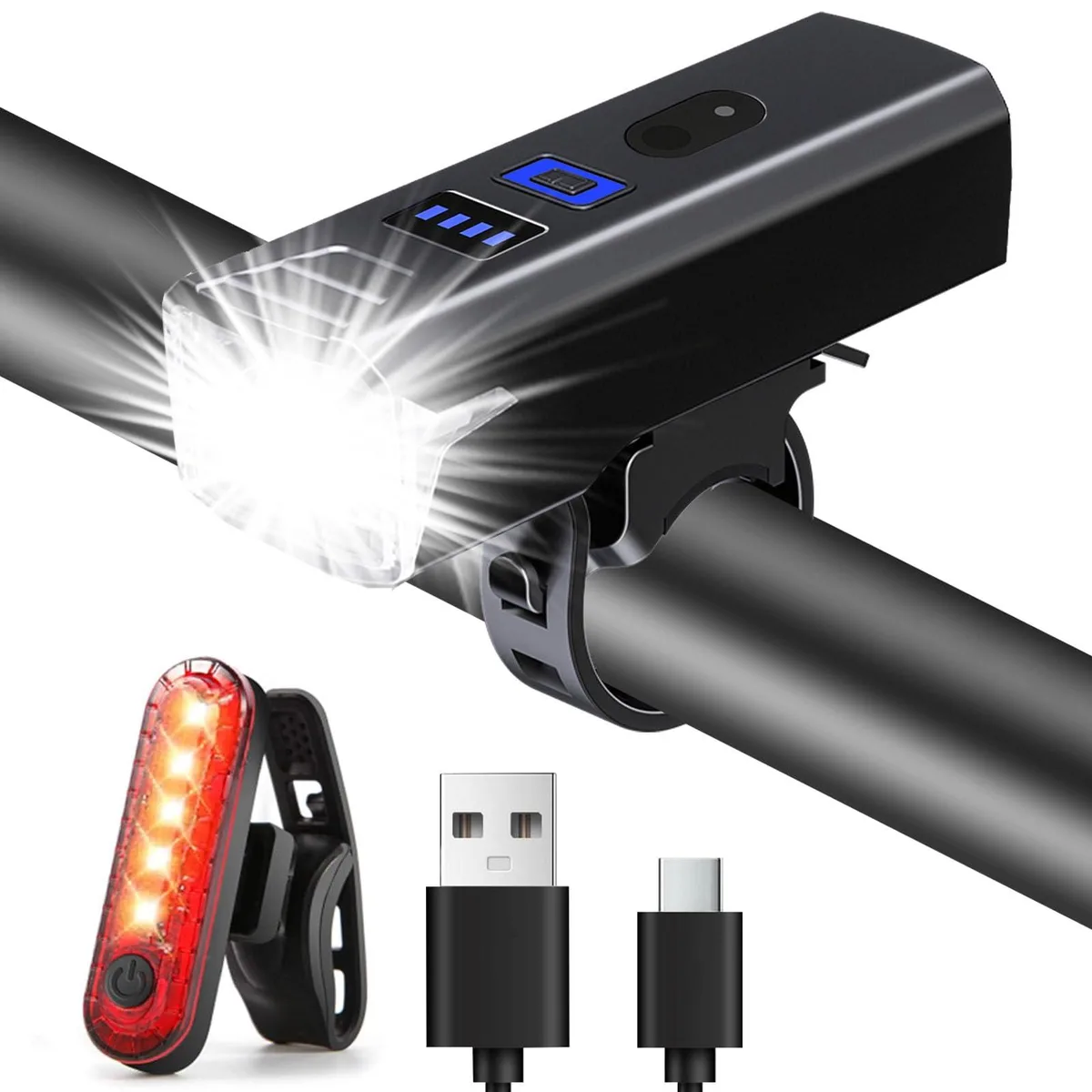  CH-B001 1200 lumens USB-C rechargeable bike light set IP65 78 g cycling accessory — product photo