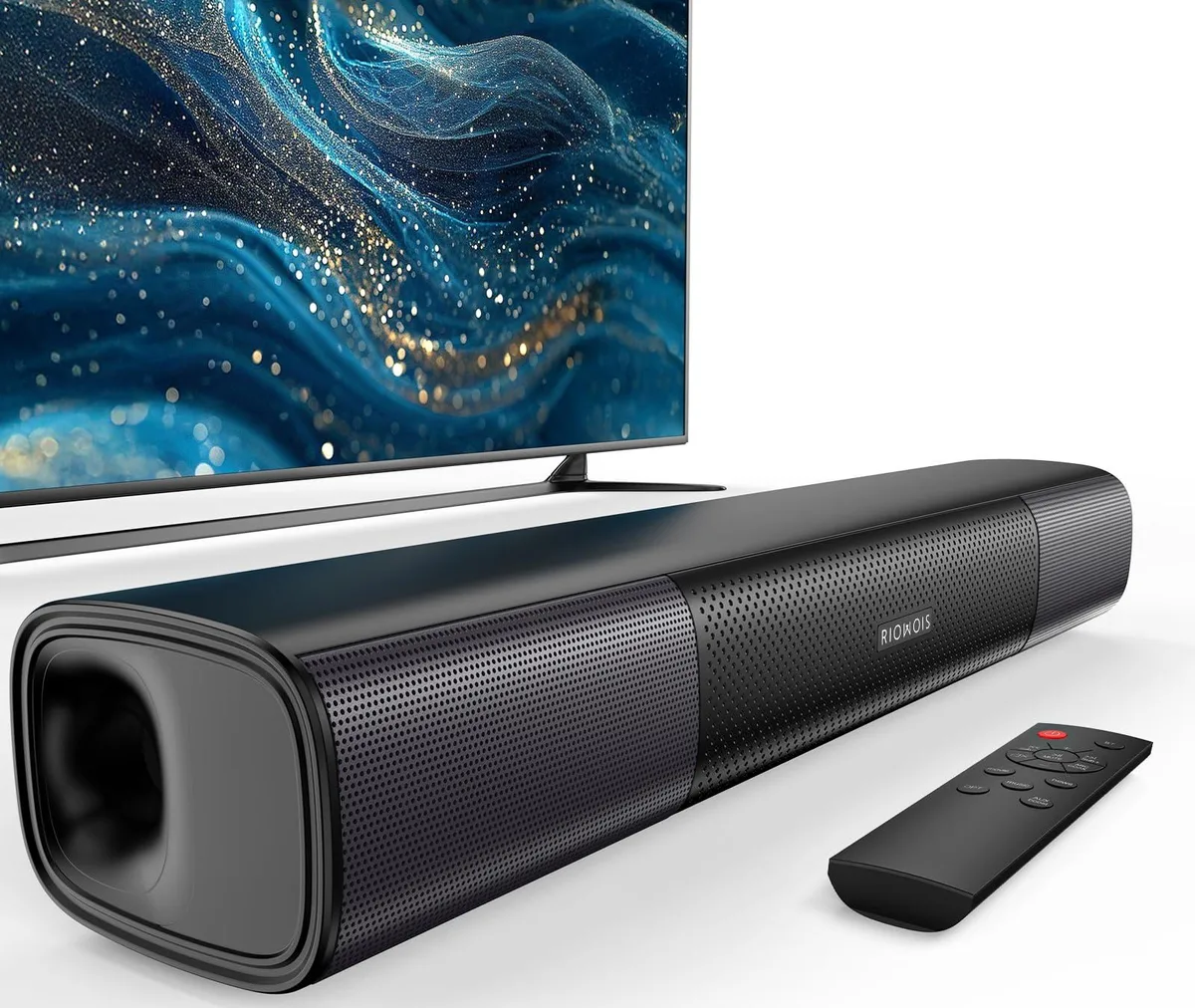 Black 17 inch soundbar with ABS cabinet and remote control