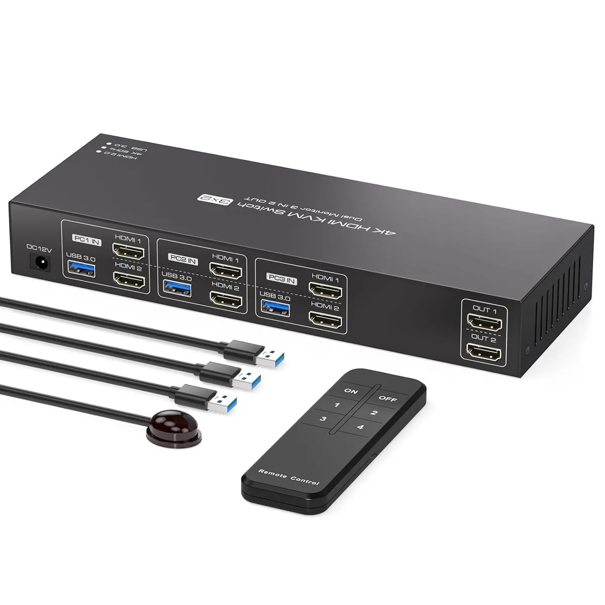  TRENDnet PVBCTCSID17110705 3-PC 2-Monitor KVM Switch 4K60Hz — product photo
